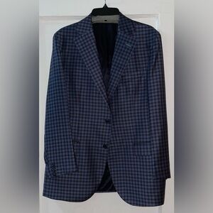 Lubiam Italy Reda 1865 Super 130s Wool Blazer Blue Check Sport Coat NWOT